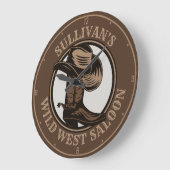 ワイルドウェストパーソナライズされたサルーンウェスタンカウボーイブーツ ラージ壁時計 (傾斜)