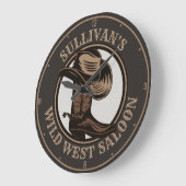 ワイルドウェストパーソナライズされたサルーンウェスタンカウボーイブーツ ラージ壁時計 (傾斜)