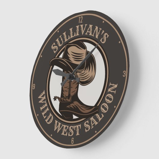 ワイルドウェストパーソナライズされたサルーンウェスタンカウボーイブーツ ラージ壁時計 (傾斜)