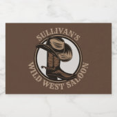 ワイルドウェストパーソナライズされたサルーンウェスタンカウボーイブーツ リキュールボトルラベル (シングルラベル)