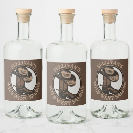 ワイルドウェストパーソナライズされたサルーンウェスタンカウボーイブーツ リキュールボトルラベル (ボトル)