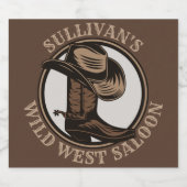 ワイルドウェストパーソナライズされたサルーンウェスタンカウボーイブーツ リキュールボトルラベル (シングルラベル)