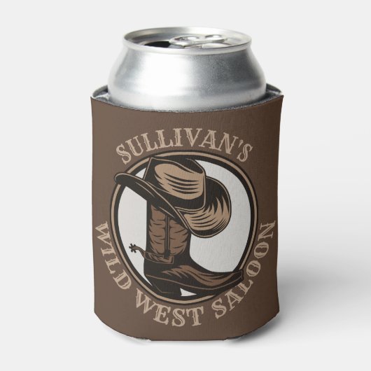 ワイルドウェストパーソナライズされたサルーンウェスタンカウボーイブーツ 缶クーラー (缶正面)