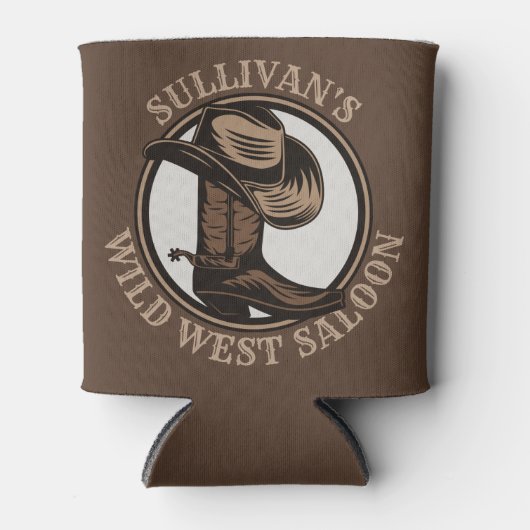 ワイルドウェストパーソナライズされたサルーンウェスタンカウボーイブーツ 缶クーラー (正面)