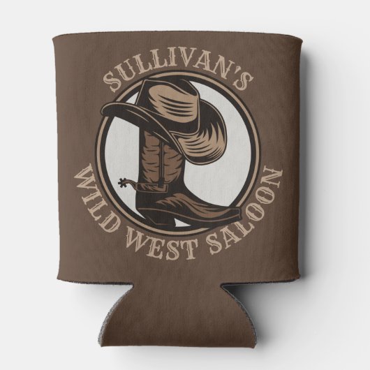 ワイルドウェストパーソナライズされたサルーンウェスタンカウボーイブーツ 缶クーラー (裏面)