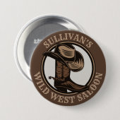 ワイルドウェストパーソナライズされたサルーンウェスタンカウボーイブーツ 缶バッジ (正面&裏面)