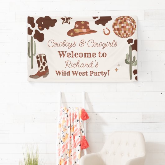 ワイルドウェストパーティーボーイロデオ誕生日パーティーへようこそ 横断幕 (インサイチュ)