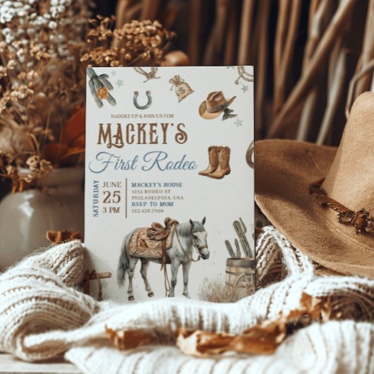 ワイルドウェストファーストロデオカウボーイ誕生日ウェスタン 招待状