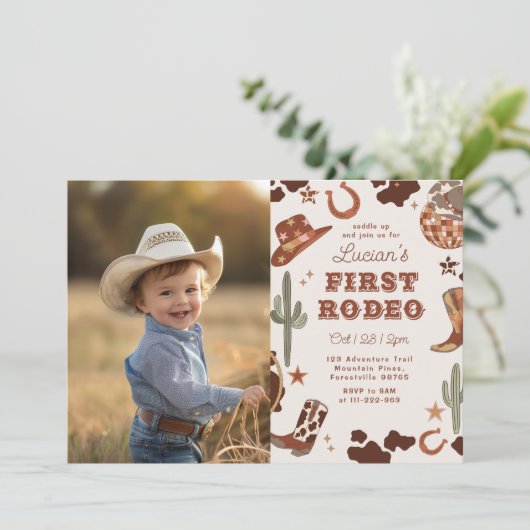 ワイルドウェストファースト・ロデオ1st誕生日パーティー 招待状 (スタンド正面)