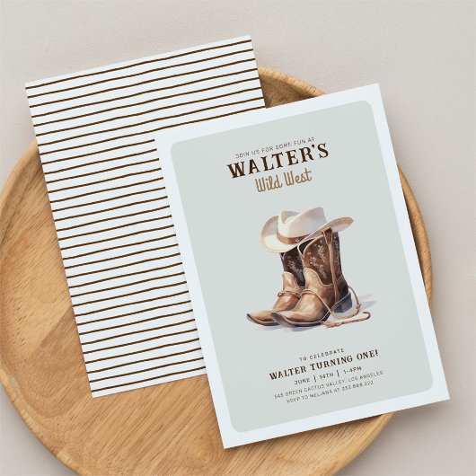 ワイルドウェストモダンカウボーイ誕生日 招待状
