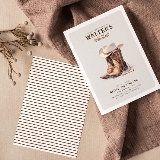 ワイルドウェストモダンカウボーイ誕生日 招待状