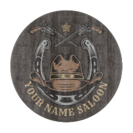 ワイルドウェストリボルバーホースシューウェスタンカウボーイサロン カッティングボード