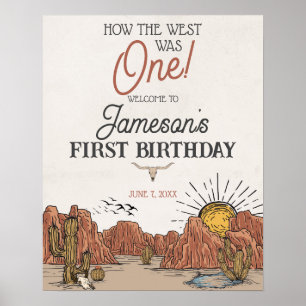 ワイルドウェストロデオの最初の誕生日パーティー歓迎サイン ポスター