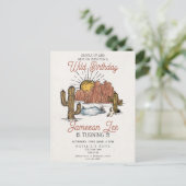 ワイルドウェストロデオカウボーイの誕生日パーティーの招待状 ポストカード (スタンド正面)