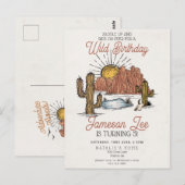 ワイルドウェストロデオカウボーイの誕生日パーティーの招待状 ポストカード (正面/裏面)