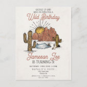 ワイルドウェストロデオカウボーイの誕生日パーティーの招待状 ポストカード (正面)
