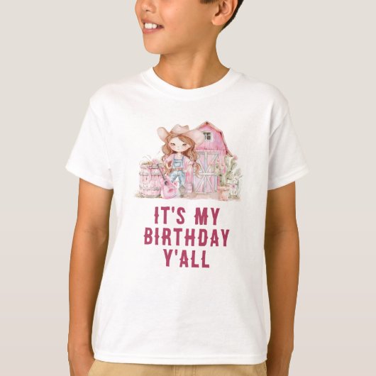 ワイルドウェスト女性のカーボーイそれが私の誕生日Y'all Tシャツ (正面)