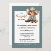 ワイルドウェスト女性のカーボーイテキサス州ウェスタン赤ちゃんシャワー 招待状 (正面/裏面)