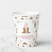 ワイルドウェスト女性のカーボーイバースデーパーティー紙カップ 紙コップ (裏面)