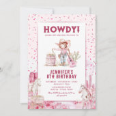 ワイルドウェスト女性のカーボーイロデオ子供の誕生日招待状 招待状 (正面)