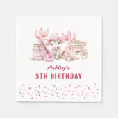 ワイルドウェスト女性のカーボーイ子供の誕生日パーティー スタンダードカクテルナプキン (正面)