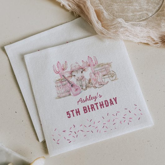 ワイルドウェスト女性のカーボーイ子供の誕生日パーティー スタンダードカクテルナプキン