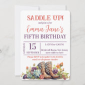 ワイルドウェスト女性のカーボーイ5th誕生日 招待状 (正面)