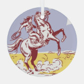 ワイルドウェスト女性のカーボーイ:ヴィンテージラインスケッチ。 ガラスオーナメント (裏面)