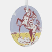 ワイルドウェスト女性のカーボーイ:ヴィンテージラインスケッチ。 ガラスオーナメント (正面右)