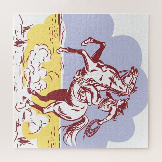 ワイルドウェスト女性のカーボーイ:ヴィンテージラインスケッチ。 ジグソーパズル (横)