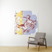 ワイルドウェスト女性のカーボーイ:ヴィンテージラインスケッチ。 タペストリー (インサイチュ(横))