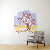 ワイルドウェスト女性のカーボーイ:ヴィンテージラインスケッチ。 タペストリー (インサイチュ)