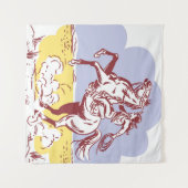 ワイルドウェスト女性のカーボーイ:ヴィンテージラインスケッチ。 タペストリー (正面(横))