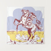 ワイルドウェスト女性のカーボーイ:ヴィンテージラインスケッチ。 タペストリー (正面)