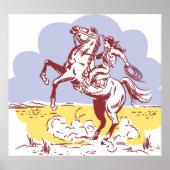 ワイルドウェスト女性のカーボーイ:ヴィンテージラインスケッチ。 ポスター (正面)