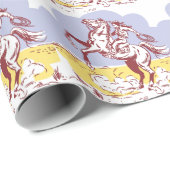 ワイルドウェスト女性のカーボーイ:ヴィンテージラインスケッチ。 ラッピングペーパー (ロールコーナー)