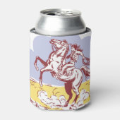 ワイルドウェスト女性のカーボーイ:ヴィンテージラインスケッチ。 缶クーラー (缶正面)