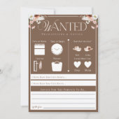 ワイルドウェスト指名手配の予測とアドバイスゲームカード 招待状 (正面)