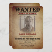 ワイルドウェスト指名手配ポスターとカスタム写真付き 招待状 (正面/裏面)