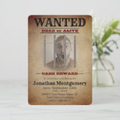 ワイルドウェスト指名手配ポスターとカスタム写真付き 招待状 (スタンド正面)