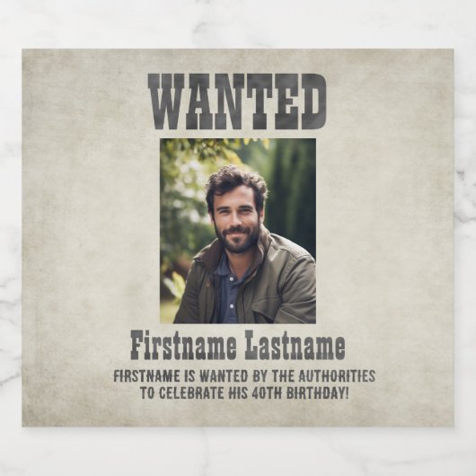 ワイルドウェスト指名手配ポスター誕生日パーティー ビールラベル (シングルラベル)