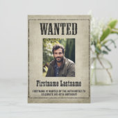 ワイルドウェスト指名手配ポスター誕生日パーティー 招待状 (スタンド正面)