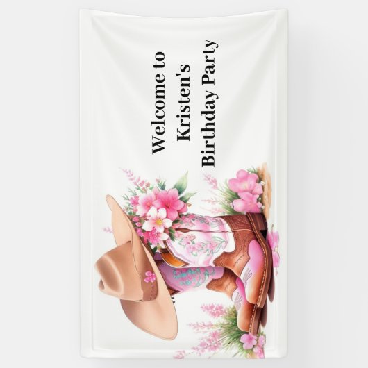 ワイルドウェスト疑問に思女性のカーボーイ誕生日 横断幕 (縦)