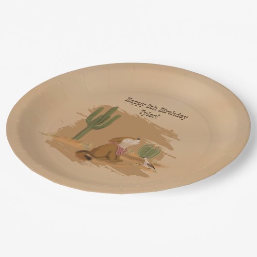 ワイルドウェスト素朴おもしろいカウボーイ誕生日紙プレート ペーパープレート (アングル)