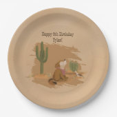 ワイルドウェスト素朴おもしろいカウボーイ誕生日紙プレート ペーパープレート (正面)