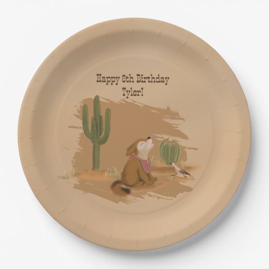 ワイルドウェスト素朴おもしろいカウボーイ誕生日紙プレート ペーパープレート (正面)