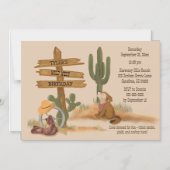 ワイルドウェスト素朴ボーイズキッドのおもしろい薄い磁気カード マグネット招待状 (正面)