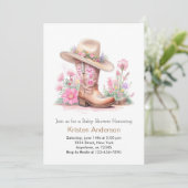 ワイルドウェスト素朴女性のカーボーイベビーシャワー 招待状 (スタンド正面)