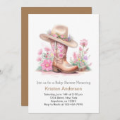 ワイルドウェスト素朴女性のカーボーイベビーシャワー 招待状 (正面/裏面)