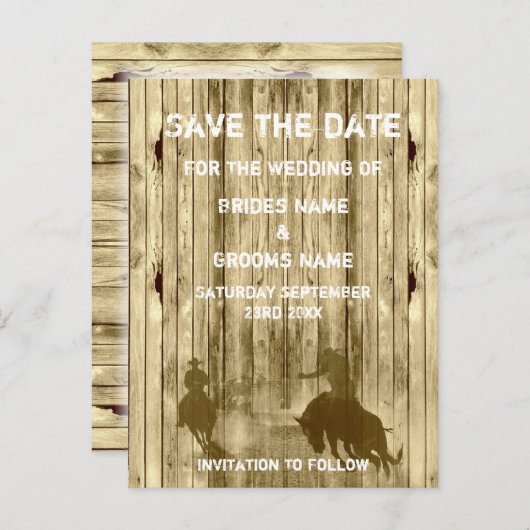ワイルドウェスト西部の牧場テーマ日付を保存 案内ポストカード (正面/裏面)
